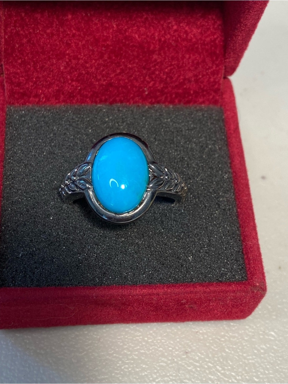 Carolyn Pollack Vintage Sterling Silver Oval Blue Turquoise Ring - Women Jewelry